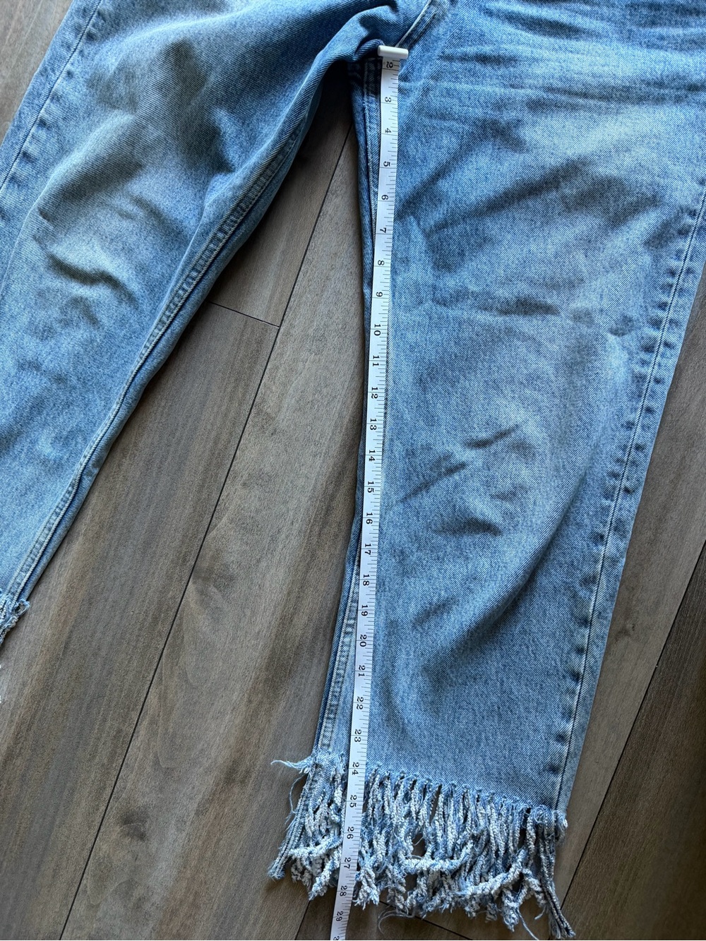 ASOS Light Blue Straight-Leg Jeans with Fringe Hem - Picture 5 of 9